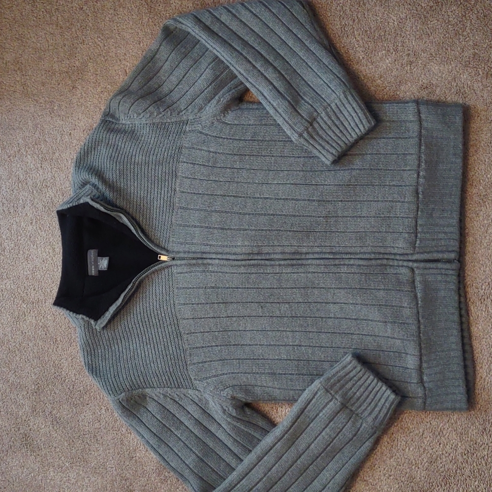 Tricots st. Raphael gray full zip lined sweater
